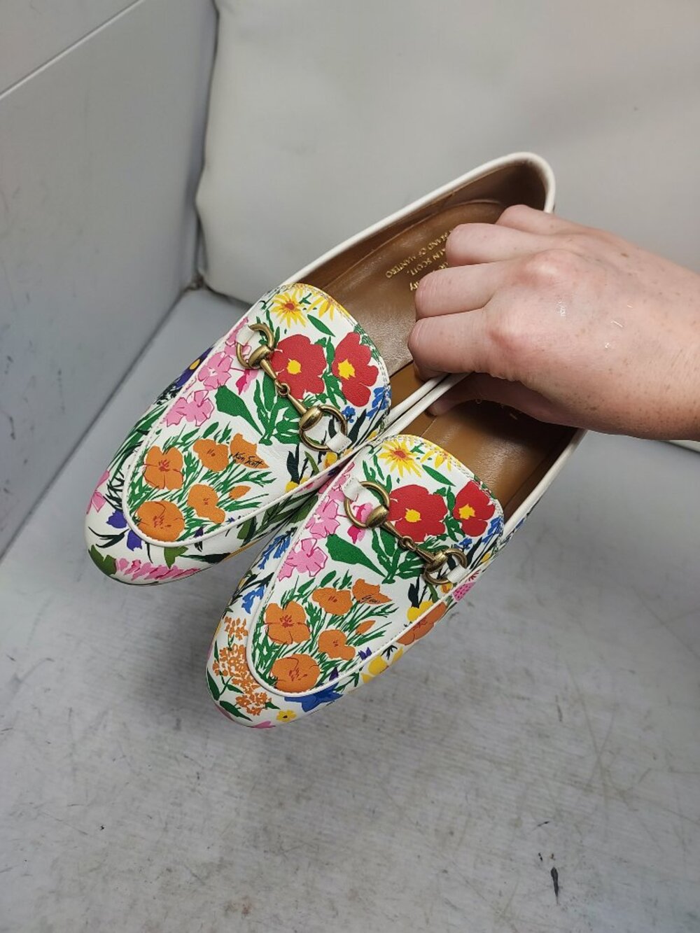 Gucci X KEN SCOTT Jordaan Floral White Horsebit Loafer Shoe - Picture 4 of 11